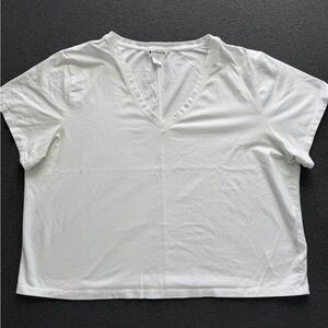 Athleta White V-Neck Short Sleeve Tee